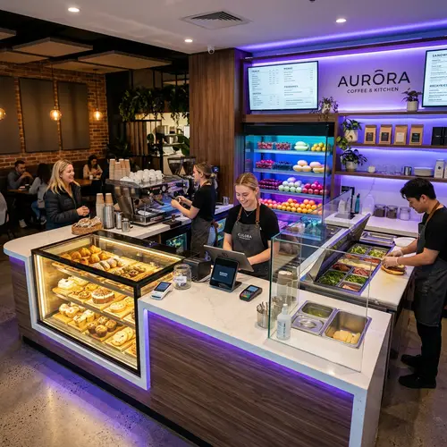 Modern Cafe with Stunning Pastry Display