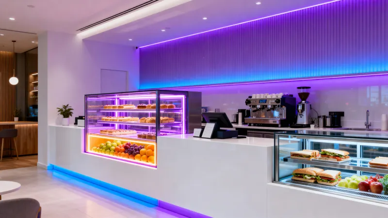 Modern Cafe with Stunning Pastry Display Modern Cafe with Stunning Pastry Display