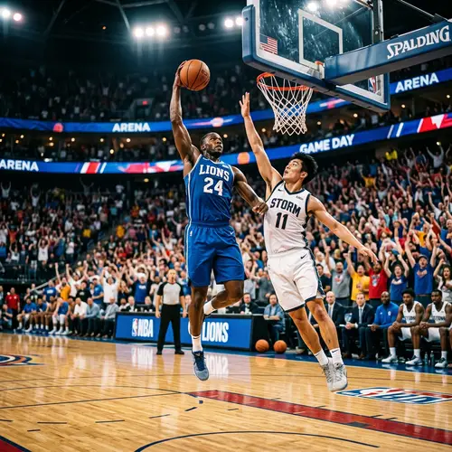 High-Energy Basketball Match Action Shot
