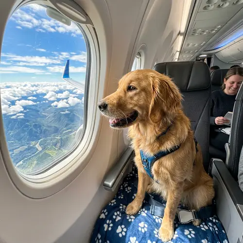 Dog in Airplane Enjoying Scenic Flight | Travel Excitement