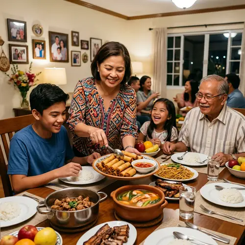 Filipino Family Dinner Gathering with Lumpiang Shanghai