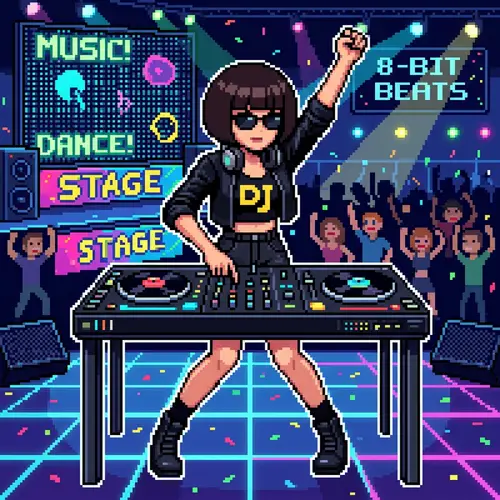 8-Bit DJ Girl Dancing | Pixel Art Sprite