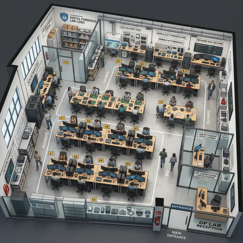 3D Floor Plan of Digital Forensics Laboratory Design