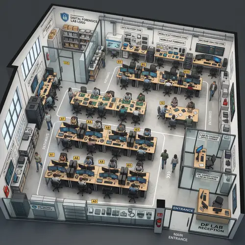 3D Floor Plan of Digital Forensics Laboratory Design