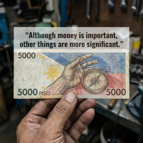 5000-Value Currency Note Design with Philippine Flag Background