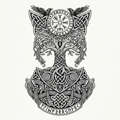 Intricate Nordic Neck Tattoo Design