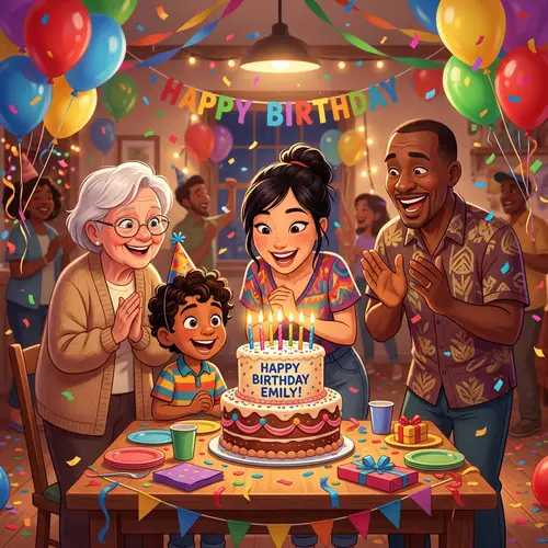 Joyous Birthday Celebration with Diverse Group of People
