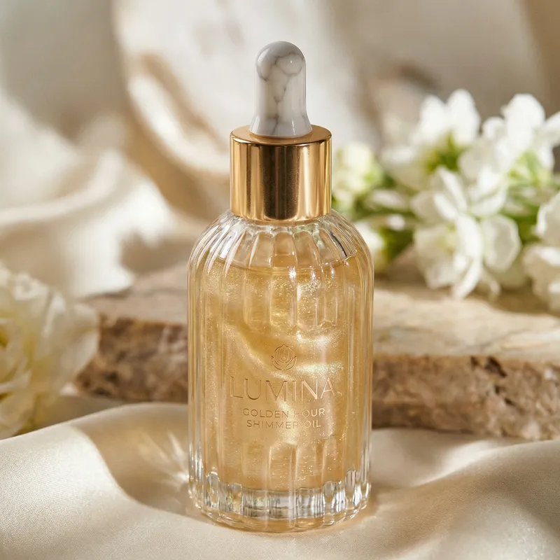 Elegant Shimmering Body Oil Dropper Bottle