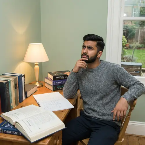 Wise South Asian Student Immersed in Thoughtful Study