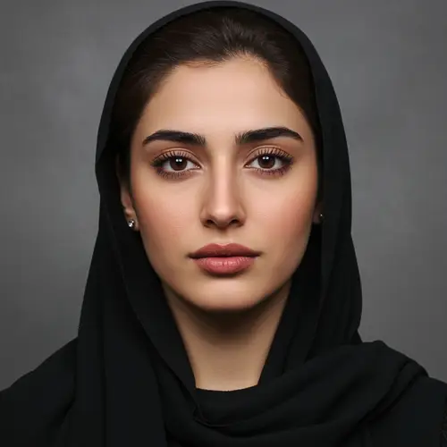 Realistic Persian Woman in Hijab ID Photo