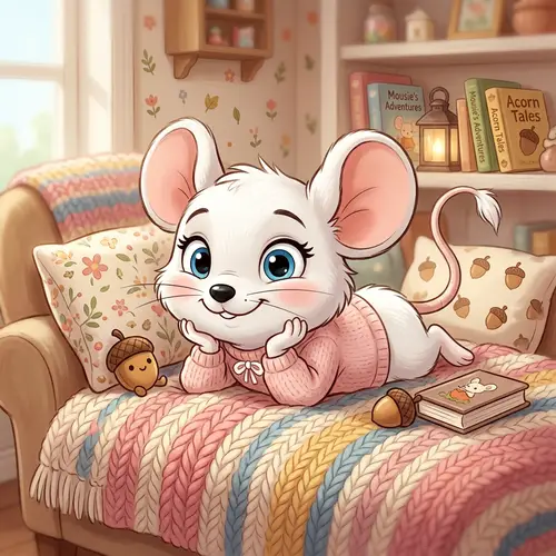 Cute Cartoon Female Mouse Character Art
