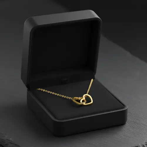 Heart Necklace in Black Box - Hyperrealistic Photo