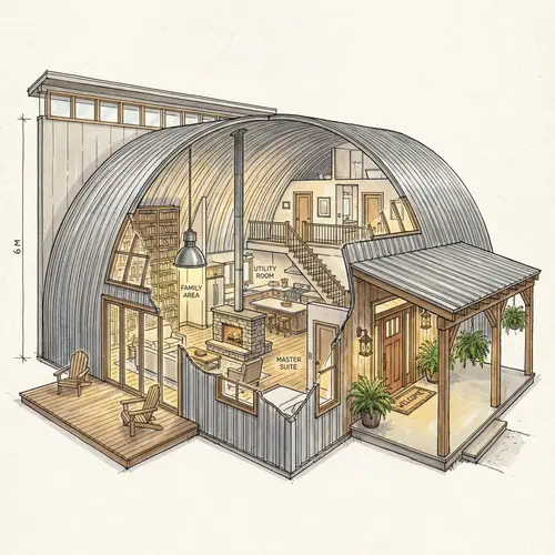 Spacious Two-Story Loft Quonset Hut Design
