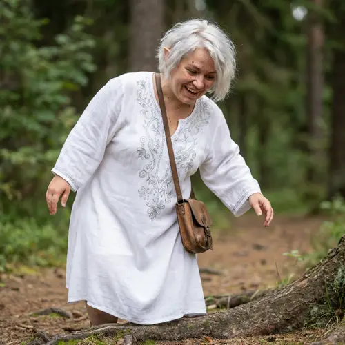 Cheerful Clumsy Elf in White Dress
