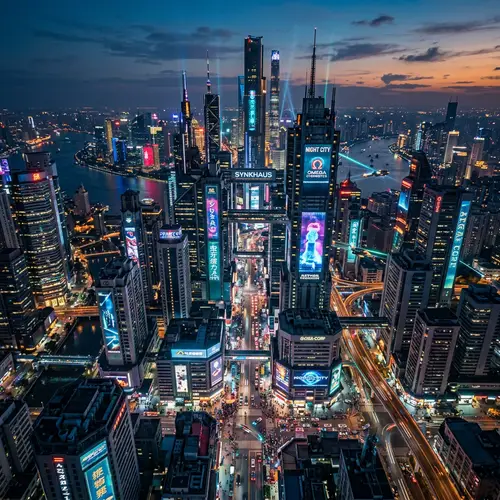 Vibrant Neon Cityscape at Twilight | Futuristic Cyberpunk Aesthetic