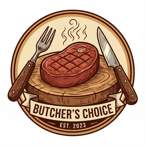 Juicy Steak Illustration with Knife and Fork | Butcher Shop & Restaurant