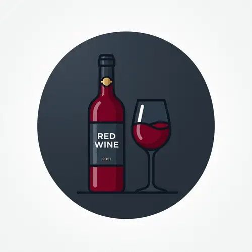 Wine Glass and Red Wine Bottle Icon