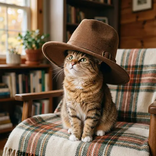 Adorable Cat in Stylish Hat - Cute Feline Fashion
