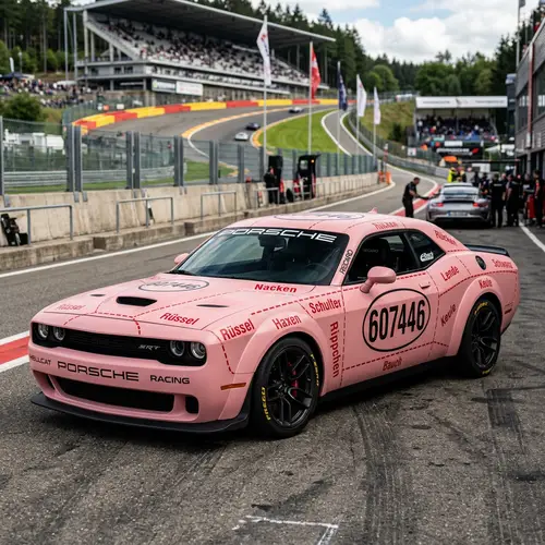 Dodge Challenger with Porsche Pig Pink Livery
