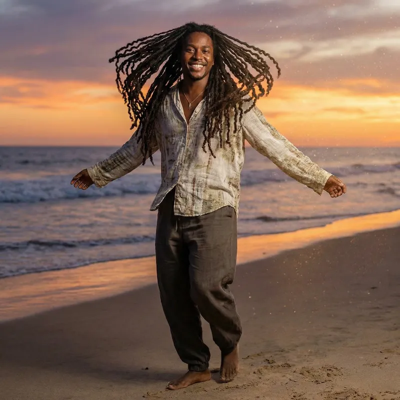 Stylish Black Person with Long Dreadlocks