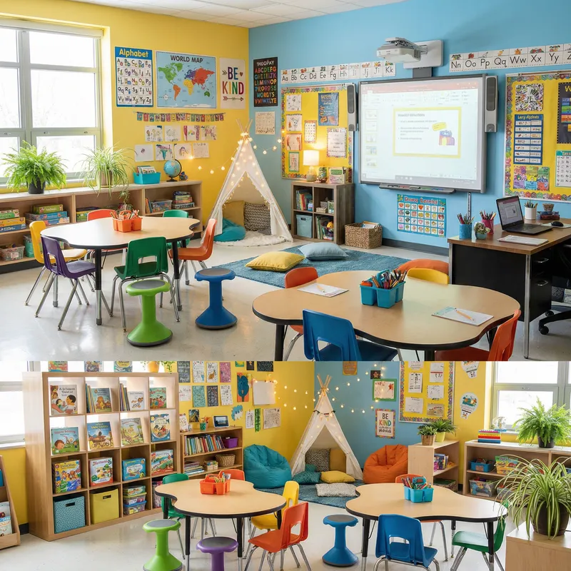 Captivating Elementary Classroom Layout | Colorful Walls, Creative Seating Captivating Elementary Classroom Layout | Colorful Walls, Creative Seating