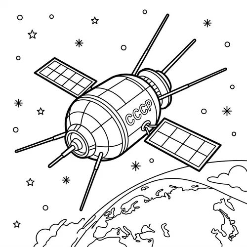 Soviet Satellite Coloring Book Page