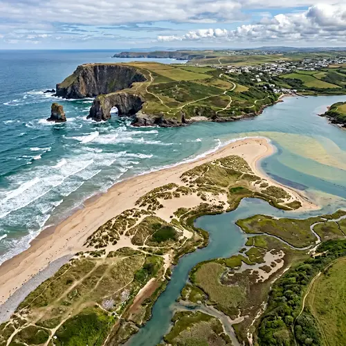 Seaside Landscape Featuring Diverse Geographic Features