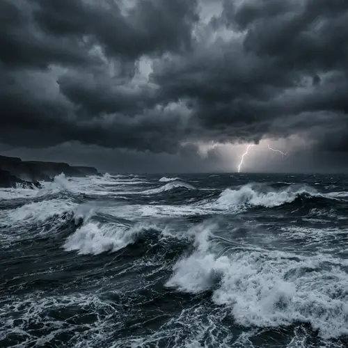 Wild Seascape: Moody Ocean Storm with Giant Waves