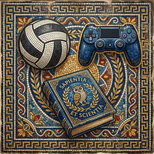 Volleyball, PlayStation Controller & Book Mosaic Art