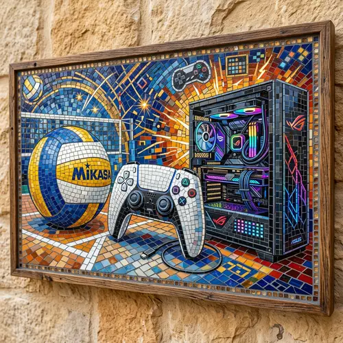 Volleyball, PlayStation Controller & Gaming PC Mosaic