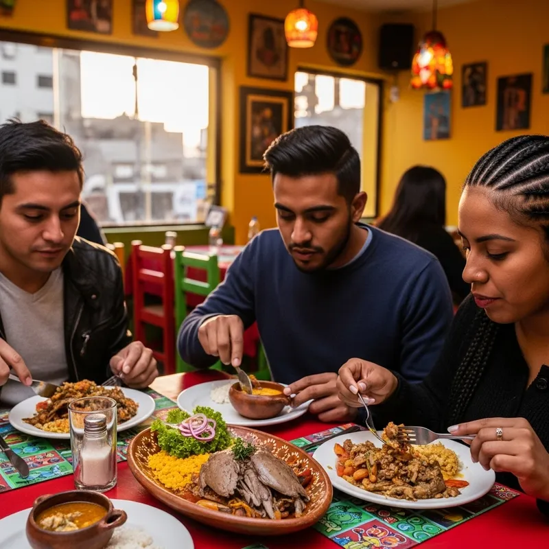 Peruvians Enjoying Pigeon Delicacies