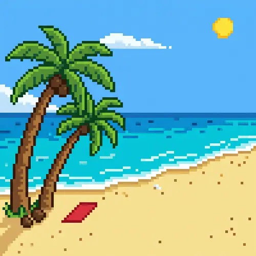 Tropical Beach Pixel Art - 32x32 Pixels