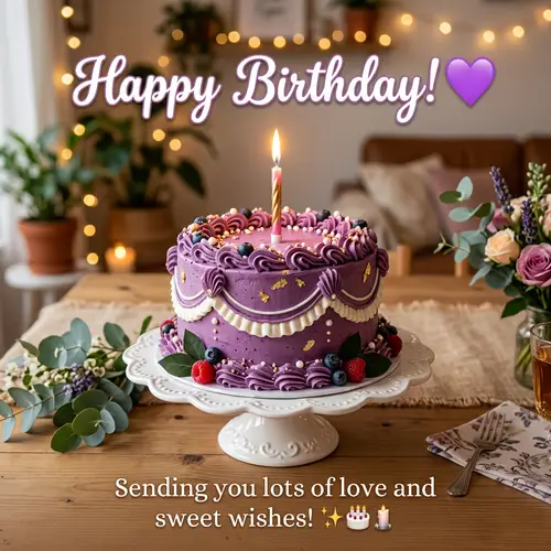 Elegant Purple Birthday Cake Design for WhatsApp