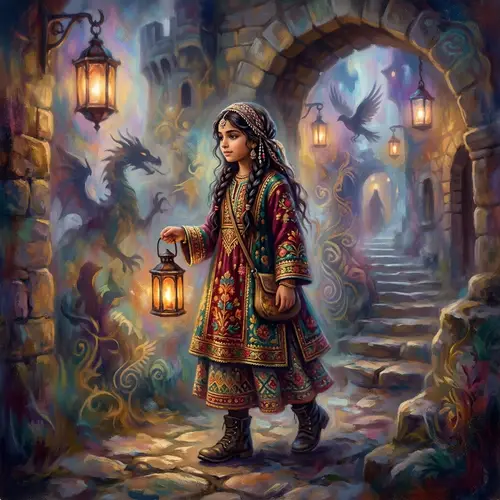 South Asian Girl in Medieval-Themed Garment | Surreal Art