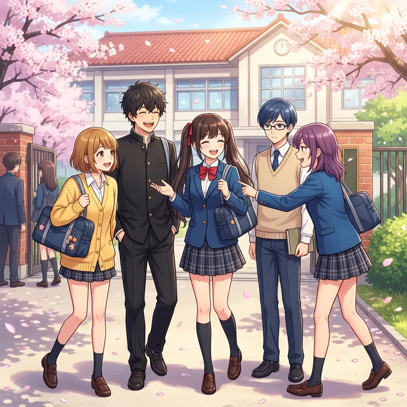Anime Teen Students - A Vibrant World of Youth