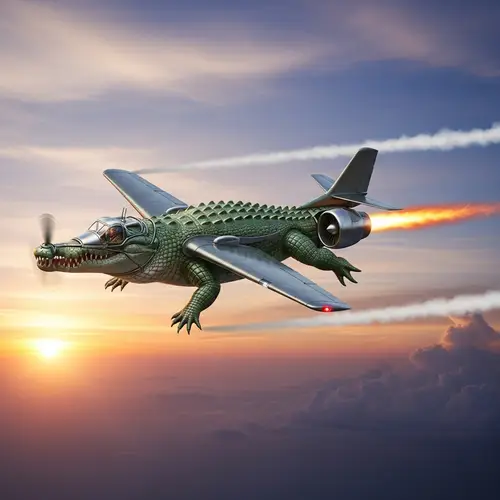 Crocodile and Airplane Fusion Art