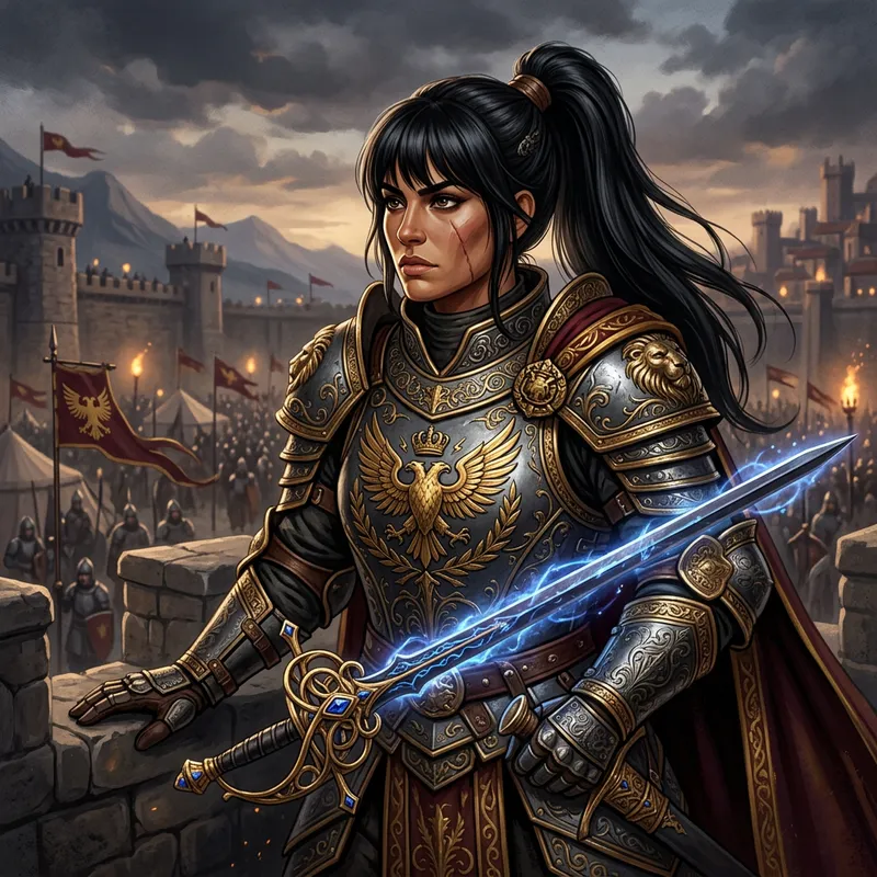 Hispanic Fantasy Woman with Scar, Black Hair, and Rapier Hispanic Fantasy Woman with Scar, Black Hair, and Rapier