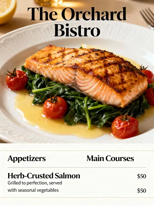 Elegant Restaurant Menu Design with Food Photography