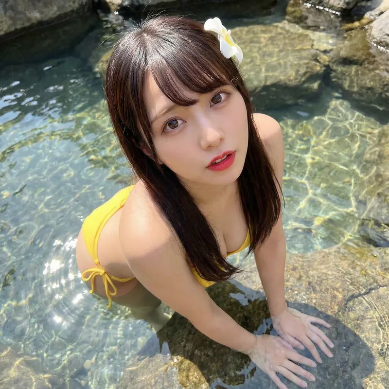 Stunning Swimsuit Girl in Vibrant Yellow Bikini