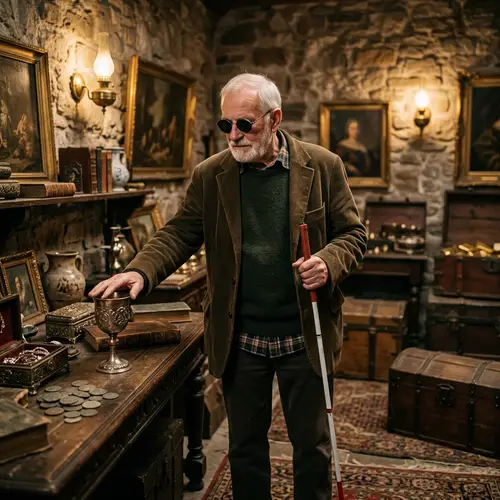 Elderly Man in Treasure Room - Unique Collection
