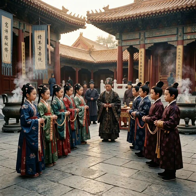Ancient Chinese Royal Palace Spiritual Ritual with Children
