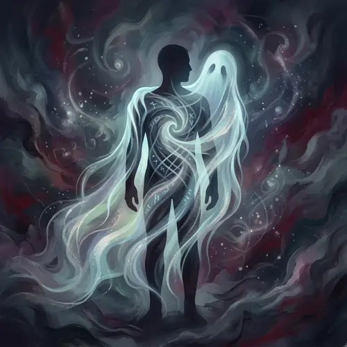 I and the Ghost Merge: Abstract Illustration