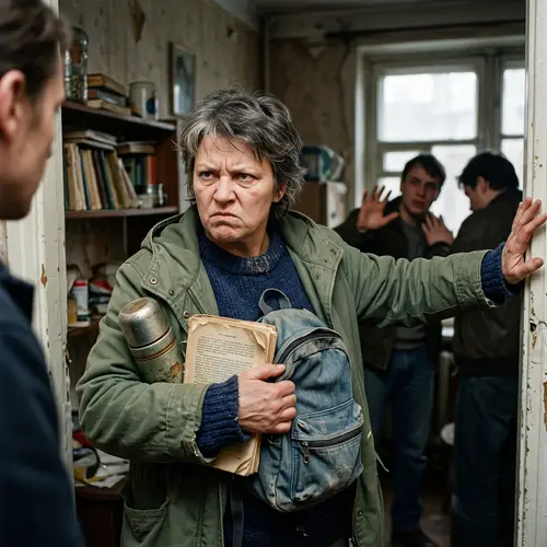 Lonely Woman Embracing Possessions in 4K High-Resolution Photo