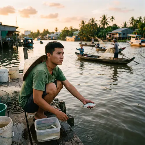Vietnamese Man Contemplates Releasing Fish | Dilemma of Second Capture