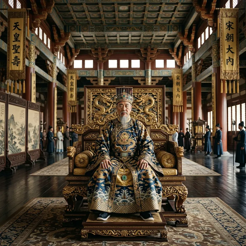 Song Dynasty King Seated in Royal Chinese Palace Song Dynasty King Seated in Royal Chinese Palace