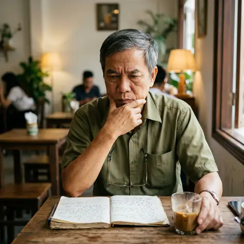 Thoughtful Vietnamese Man in Contemplation