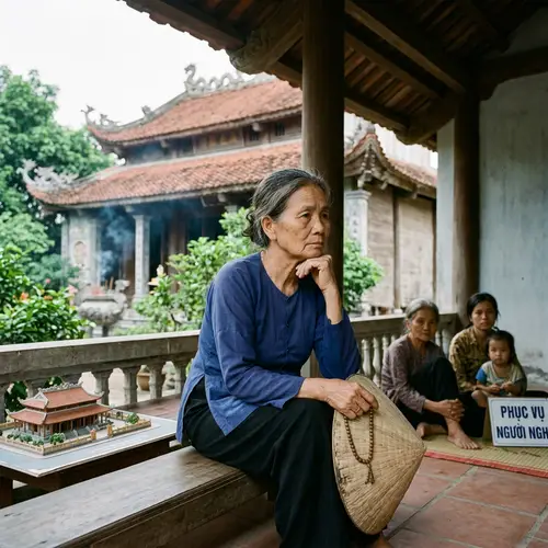 Vietnamese Woman Contemplating Temple Construction or Helping the Poor