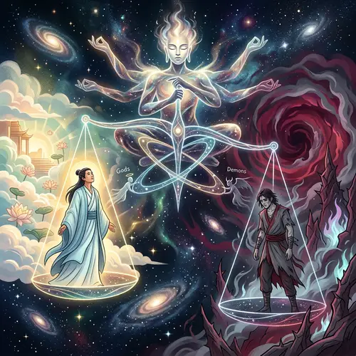 Cosmic Balance of Karma and Judgment by Supreme Deity