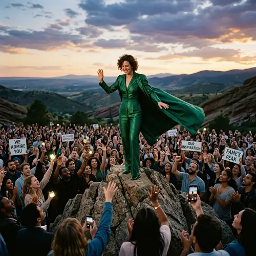 Peak of Fame: A Diverse Crowd in Admiration