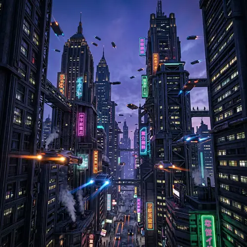 Futuristic Neon Cityscape with Flying Cars | Cyberpunk Vibes